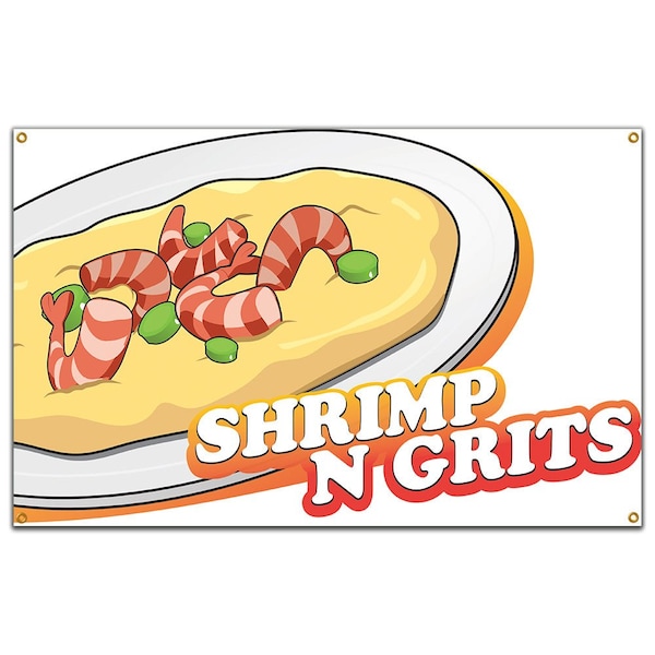 Shrimp N Grits Banner Concession Stand Food Truck Single Sided